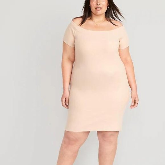 NWT Old Navy Fitted Off-The-Shoulder Rib-Knit Mini Dress for Women - Picture 5 of 6